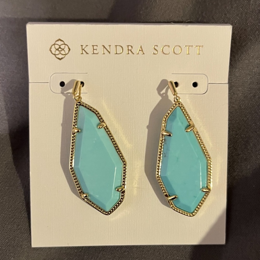 Kendra Scott Muriel gold teal drop earrings